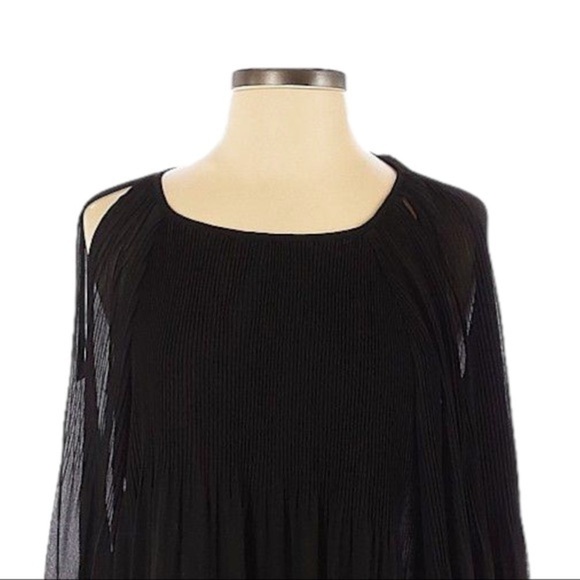 Pookie & Sebastian Accordion pleated Cutout Black Boho Peasant Blouse Size S - Picture 4 of 11